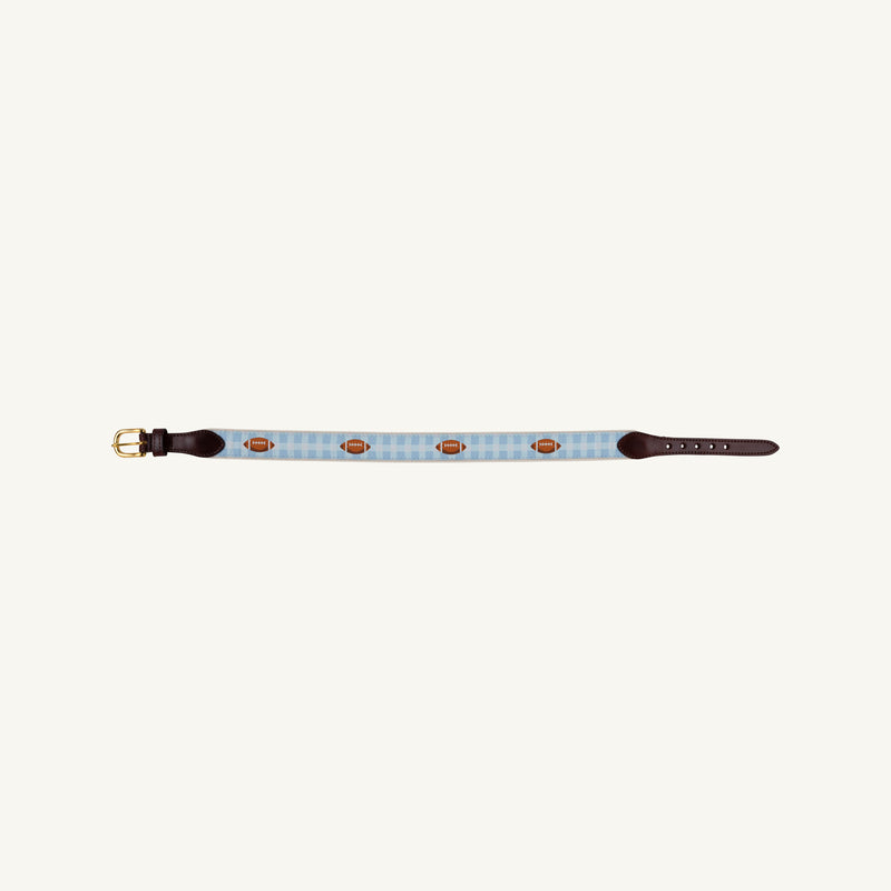 Bullock Belt - Beale Street Blue Gingham with Footballs