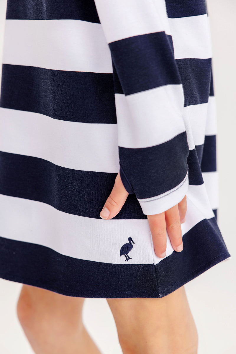 Prepletic™ Finley Funnel Dress - Nantucket Navy Rugby Stripe