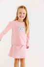 Puff Sleeve Cassidy Comfy Crewneck - Sandpearl Pink with Fair Street Floral Bow