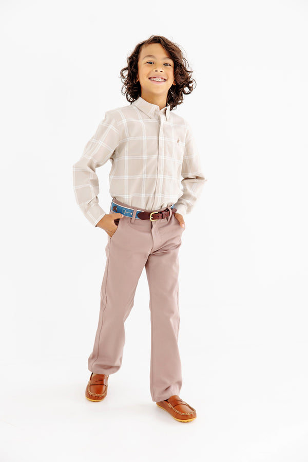 Prep School Pants - Gray Bay Brown with Keeneland Khaki Stork