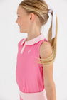 Prepletic™ Sleeveless Preppy Polo - Romany Rose Microdot with Sandpearl Pink