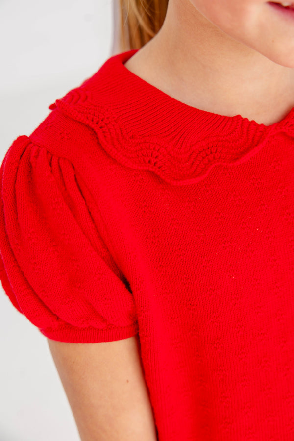 Short Sleeve Maude's Sweater - Richmond Red