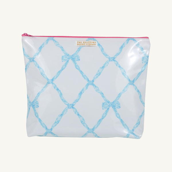 Duchess Ditty Bag - Buckhead Blue Belle Meade Bow with Hamptons Hot Pink