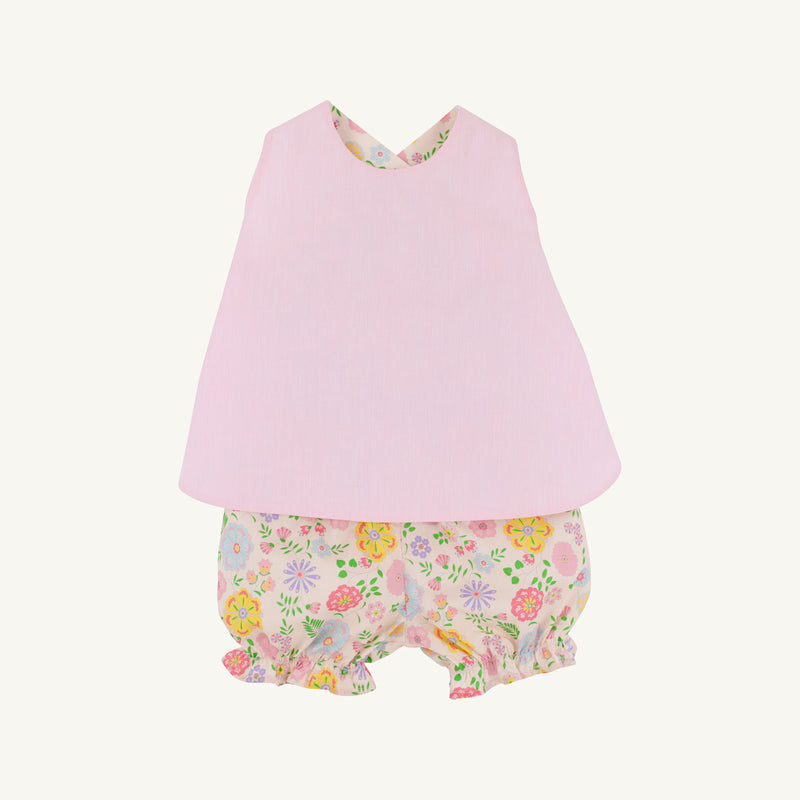 Betsey Bow Back Set - Boca Grande Begonia with Hamptons Hot Pink Pique Stripe