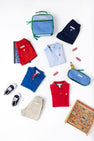 Prim & Proper Polo & Onesie - Beale Street Blue Stripe with Richmond Red Stork