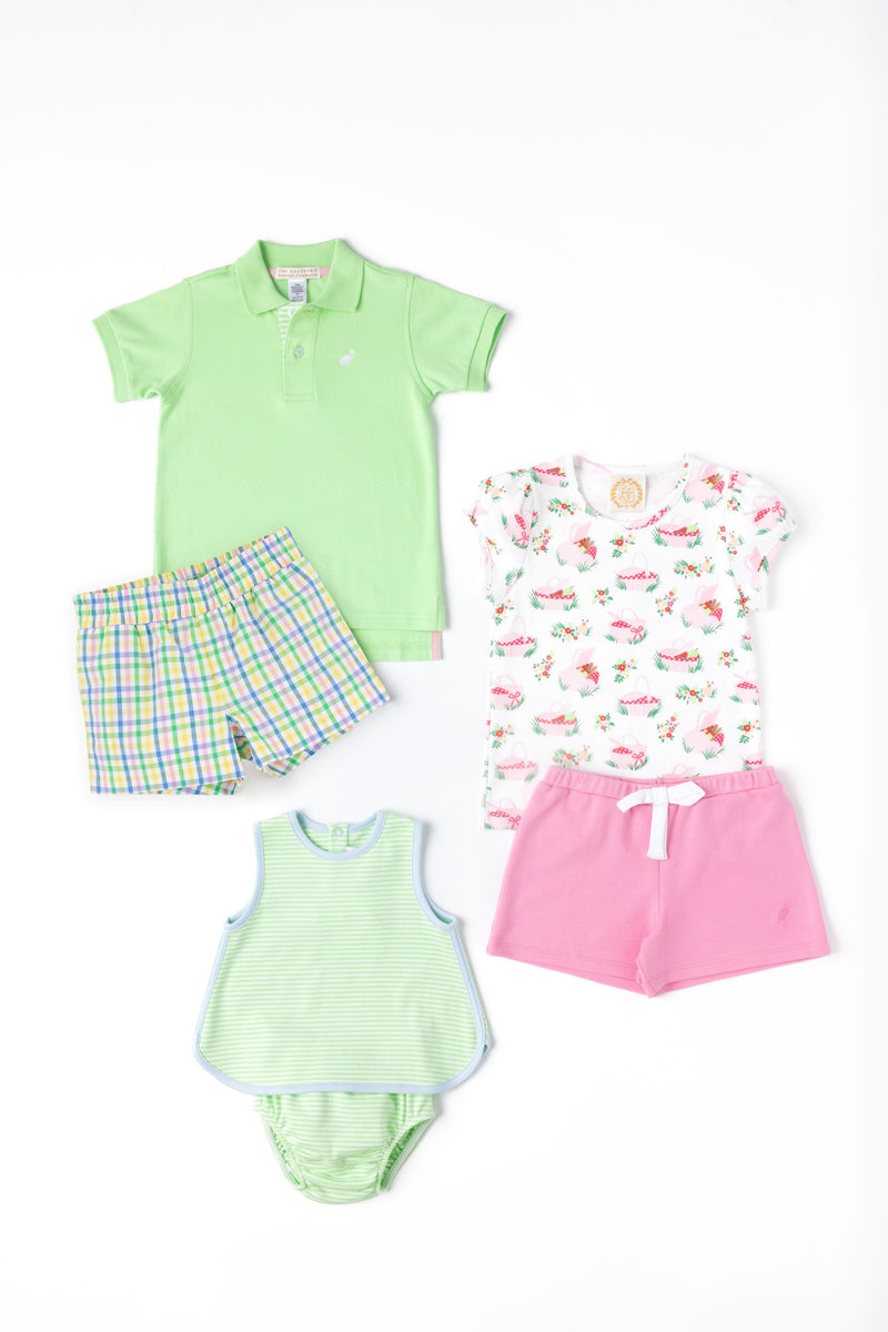 Prim & Proper Polo & Onesie - Lexington Lime with Lexington Lime Stripe & Worth Avenue White Stork
