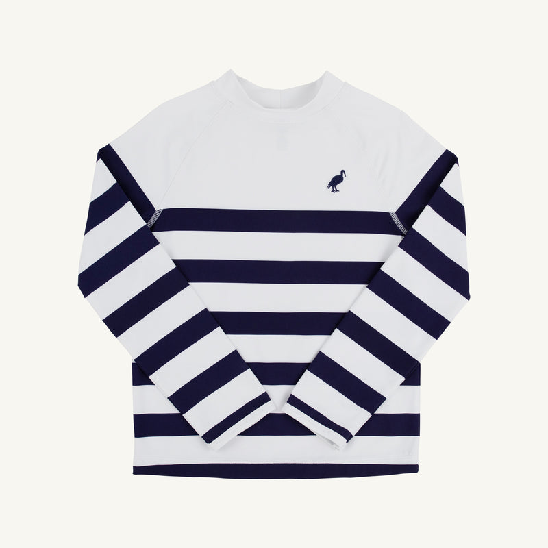 Walker's Wave Spotter Swim Shirt (UPF 35+) - Nantucket Navy Stripe with Nantucket Navy Stork