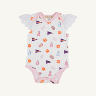 Embroidery result for: Clemson Wendy Onesie - Tiger Triumph with Palm Beach Pink