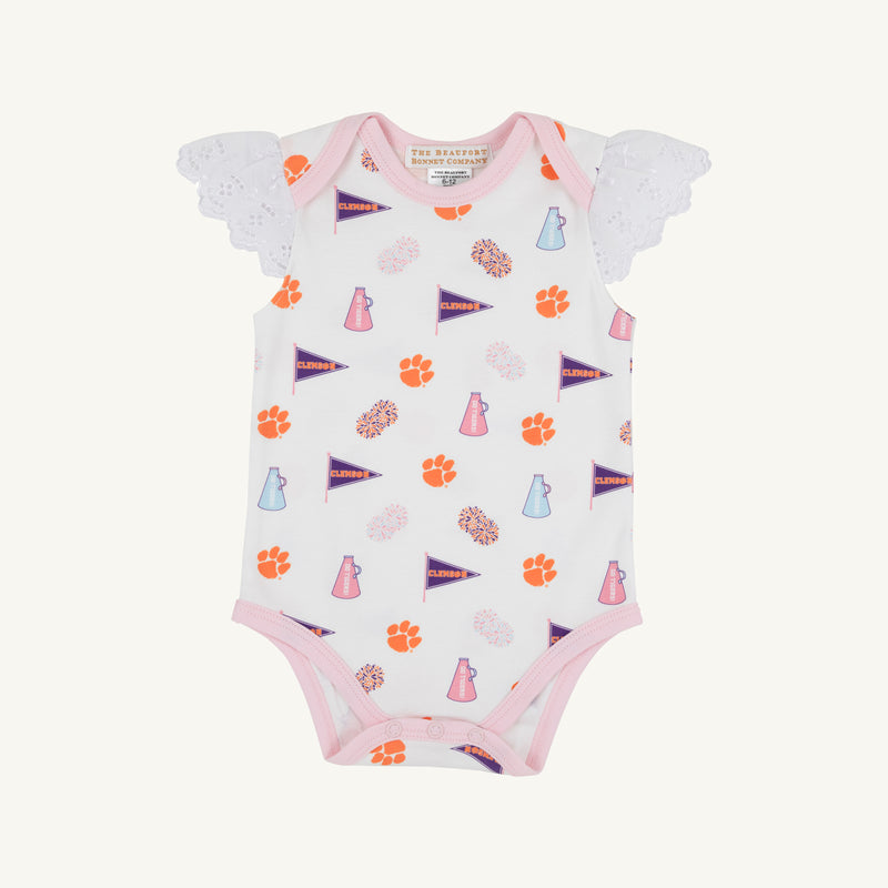 Clemson Wendy Onesie - Tiger Triumph with Palm Beach Pink