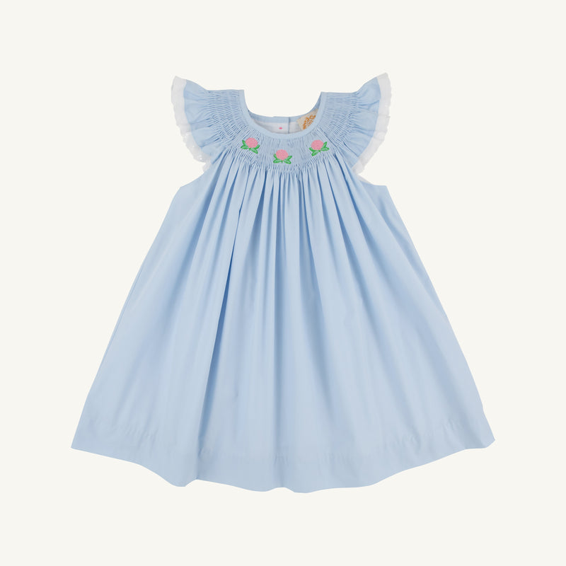Angel Sleeve Sandy Smocked Dress - Buckhead Blue with Hydrangea Smocking