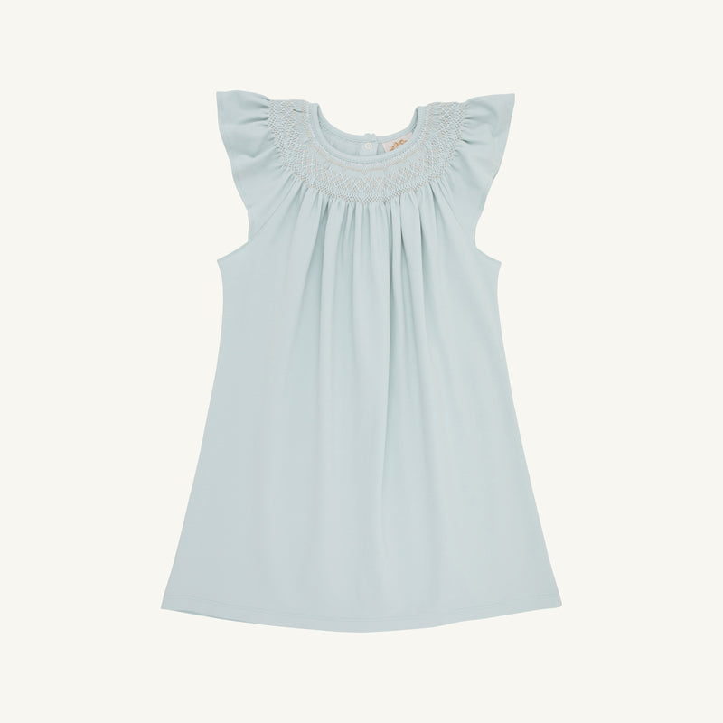 Angel Sleeve Sandy Smocked Dress - Old Greenwich Green with Palmetto Pearl