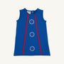 Annie Apron Dress - Rockefeller Royal Blue & Richmond Red with Star Appliques