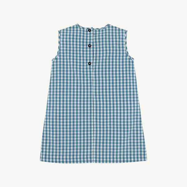 Annie Apron Dress - Highland Horses with Barnsley Blue Gingham