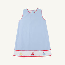 Annie Apron Dress - Beale Street Blue with Worth Avenue White and Sailboats