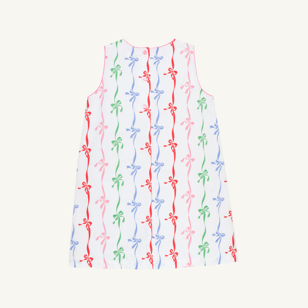 Annie Apron Dress - Bell Court Bows with Hamptons Hot Pink