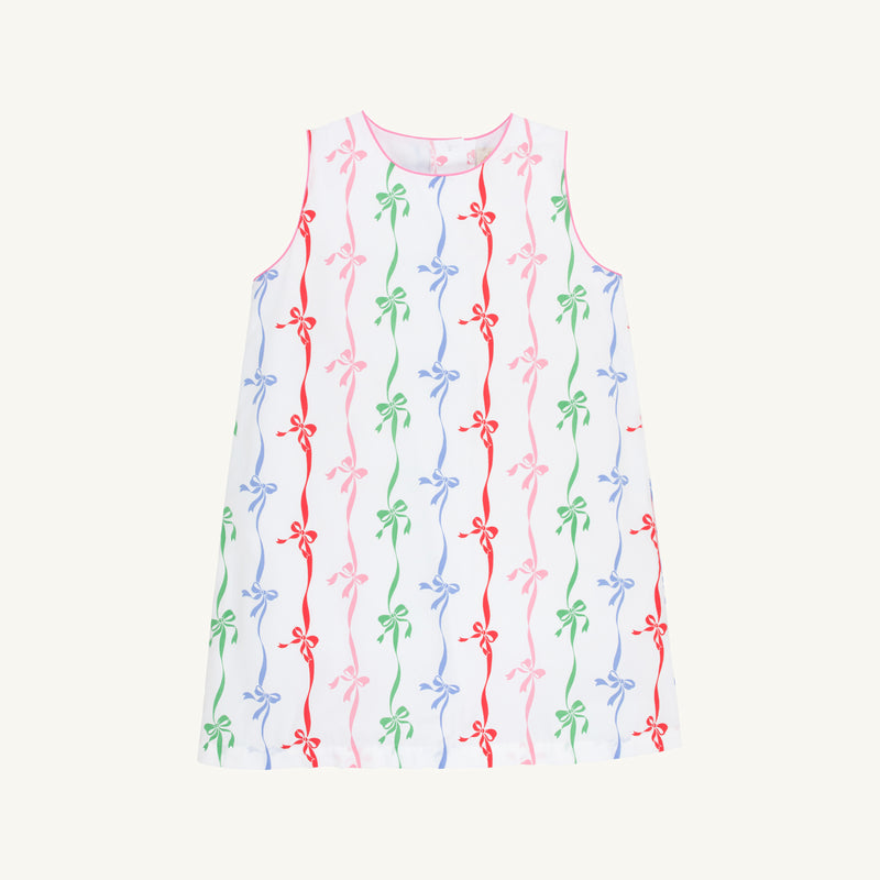 Annie Apron Dress - Bell Court Bows with Hamptons Hot Pink