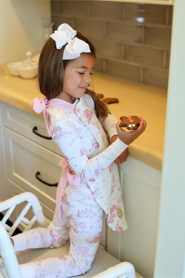 Abigail Apron - York Town Toile with Palm Beach Pink