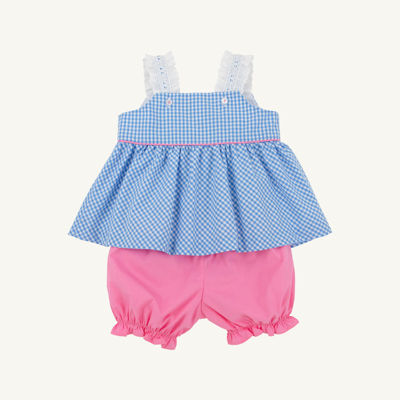 Babs Bloomer Set - Sunrise Blvd. Blue Mini Gingham with Hamptons Hot Pink