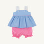 Babs Bloomer Set - Sunrise Blvd. Blue Mini Gingham with Hamptons Hot Pink