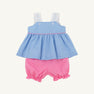 Babs Bloomer Set - Sunrise Blvd. Blue Mini Gingham with Hamptons Hot Pink