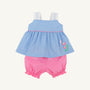 Babs Bloomer Set - Sunrise Blvd. Blue Mini Gingham with Hamptons Hot Pink
