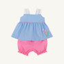 Babs Bloomer Set - Sunrise Blvd. Blue Mini Gingham with Hamptons Hot Pink