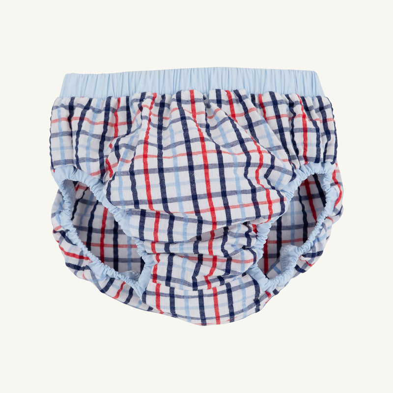 Beach Bum Cover - Pierce Mill Plaid Seersucker with Buckhead Blue