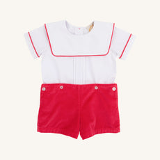 Beauregard Button-In - Worth Avenue White with Richmond Red Velveteen