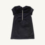 A short-sleeved Betts Bow Dress - Newport Night Velveteen with a centered back zipper.