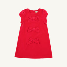 Betts Bow Dress (Velveteen) - Richmond Red