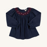 Bettye Sue Smocked Top - Nantucket Navy with Richmond Red & Worth Avenue White Bows