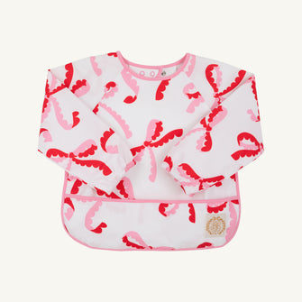 Embroidery result for: Biscuit Bib - Bonnie Scot Bows with Hamptons Hot Pink