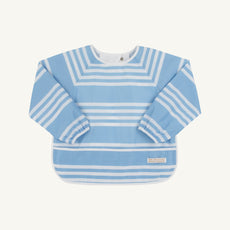 Biscuit Bib - Saddle Ridge Stripe (Sarasota Sky) with Worth Avenue White
