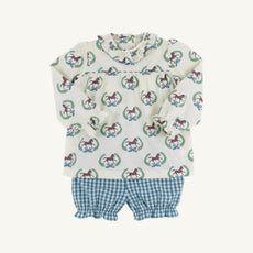 Bon Air Bloomer Set - Highland Horses with Barnsley Blue Gingham