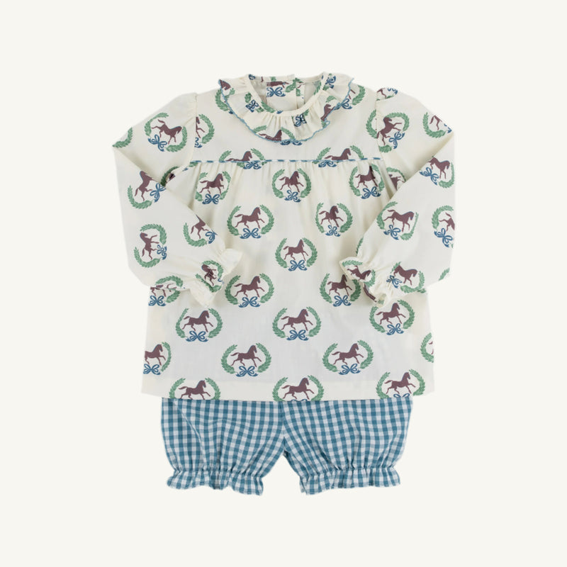 Bon Air Bloomer Set - Highland Horses with Barnsley Blue Gingham