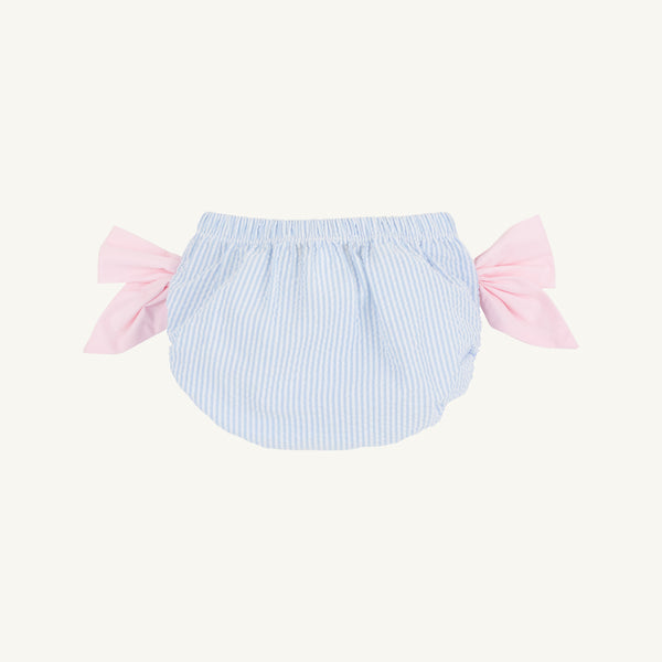 Bow Bottom Bloomer - Breakers Blue Seersucker with Palm Beach Pink