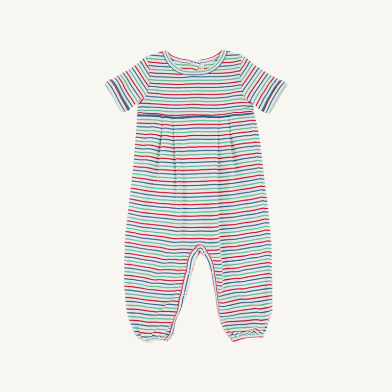 Bradford Romper - Simsbury Stripe with Wood Boat Blue