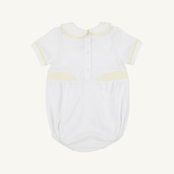 Brentley Bubble - Worth Avenue White with Lake Worth Yellow Smocking