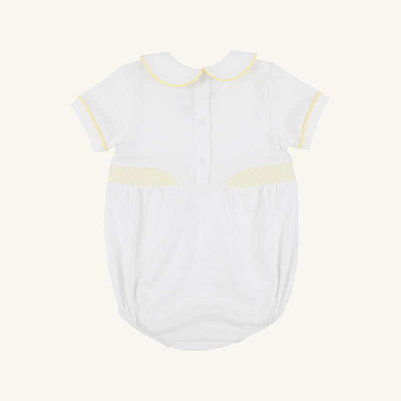 Brentley Bubble - Worth Avenue White with Lake Worth Yellow Smocking