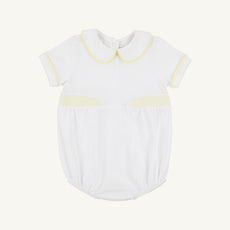 Brentley Bubble - Worth Avenue White with Lake Worth Yellow Smocking