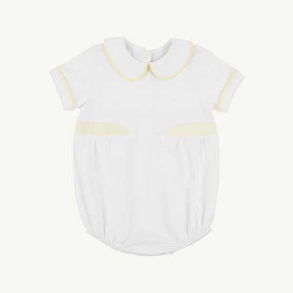 Brentley Bubble - Worth Avenue White with Lake Worth Yellow Smocking