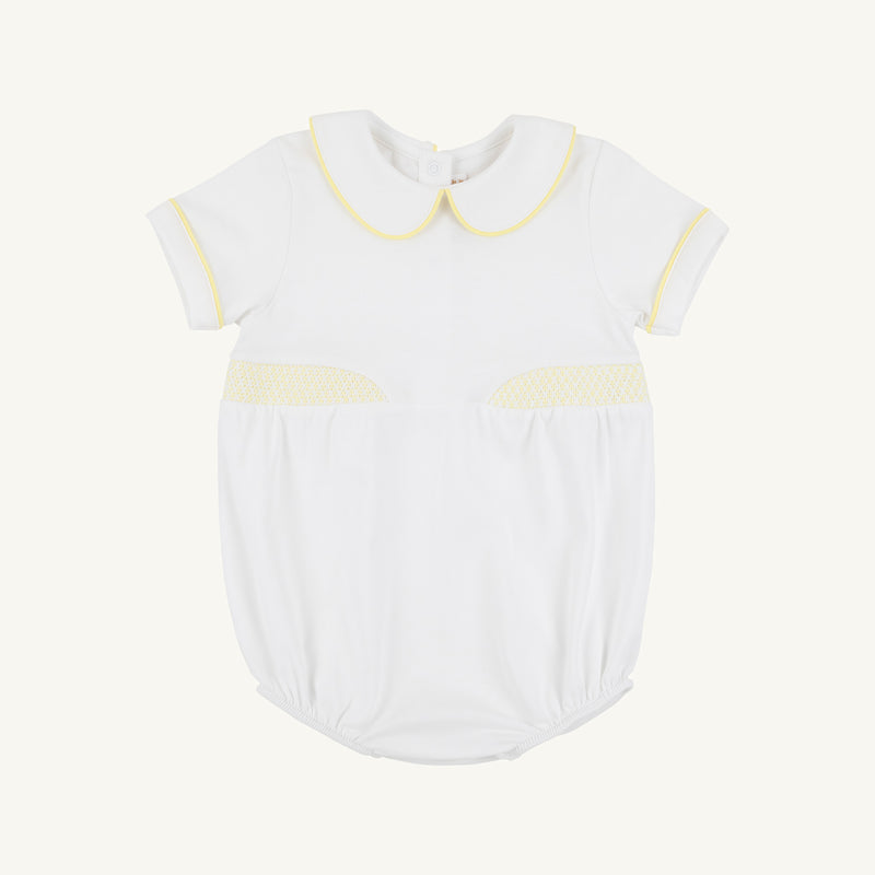Brentley Bubble - Worth Avenue White with Lake Worth Yellow Smocking