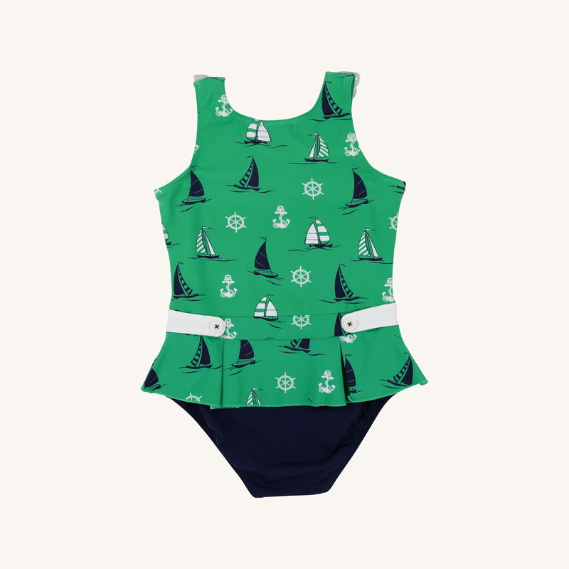 Bridgehampton Bathing Suit - Yacht To Join Us (Kiawah Kelly Green) with Nantucket Navy