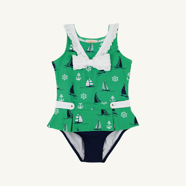 Bridgehampton Bathing Suit - Yacht To Join Us (Kiawah Kelly Green) with Nantucket Navy