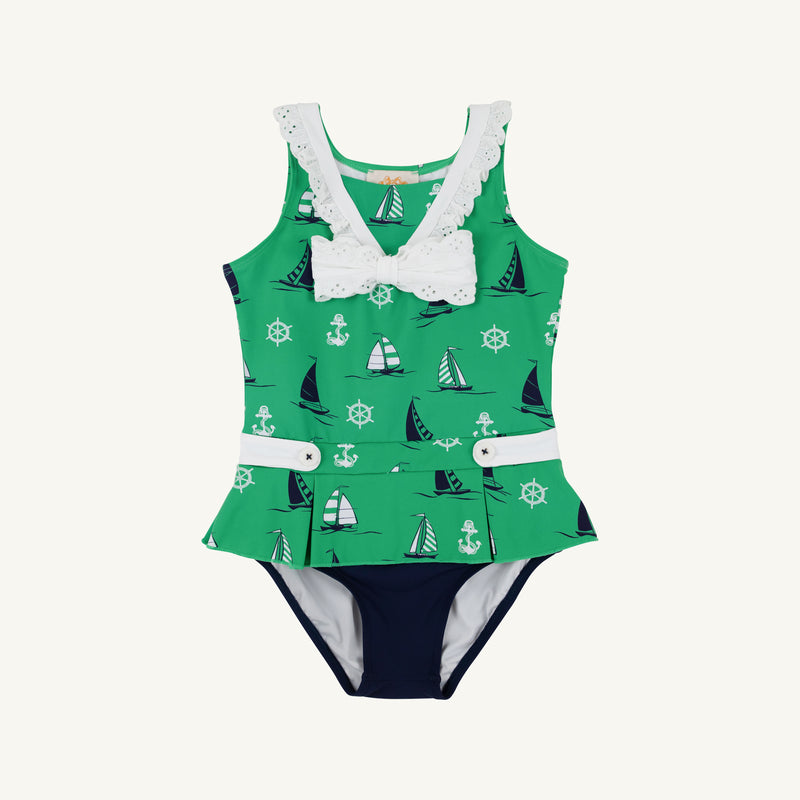 Bridgehampton Bathing Suit - Yacht To Join Us (Kiawah Kelly Green) with Nantucket Navy