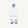 Bryer Bootie & I'm Here Hat Set - Worth Avenue White with Buckhead Blue