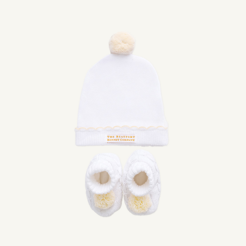 Bryer Booties & I'm Here Hat Set - Worth Avenue White with Palmetto Pearl