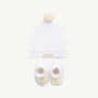 Bryer Booties & I'm Here Hat Set - Worth Avenue White with Palmetto Pearl
