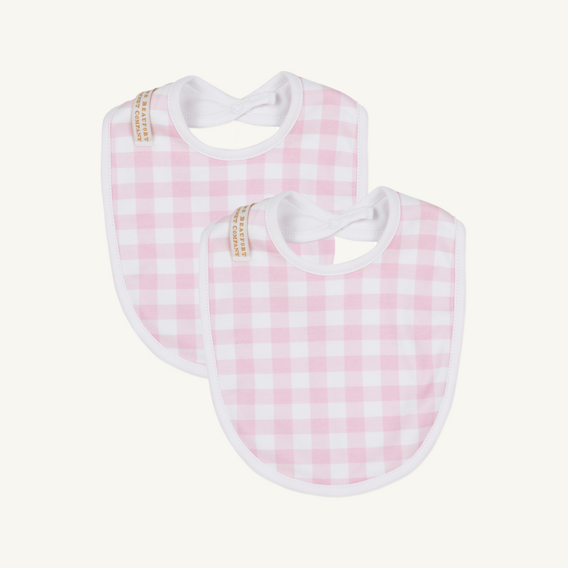 Burp Me Bib (2-Pack) - Palm Beach Pink Gingham with Worth Avenue White