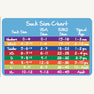 Size chart for Jefferies Cable Knit Knee Socks - Navy, showing columns for sock size, USA and European shoe sizes, and age ranges from newborn to extra-large for fall and winter wear.